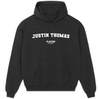 Justin Thomas hoodie – navy men's hoodie with white Justin Thomas letters and Players Couture logo on the chest