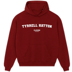 Tyrrell Hatton hoodie – navy men's hoodie with white Tyrrell Hatton letters and Players Couture logo on the chest