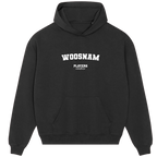 Woosnam hoodie – grey men's hoodie with black Woosnam letters and Players Couture logo on the chest