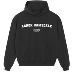 Aaron Ramsdale hoodie – grey men's hoodie with black Aaron Ramsdale letters and Players Couture logo on the chest