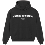 Andros Townsend hoodie – black men's hoodie with white Andros Townsend letters and Players Couture logo on the chest