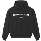 Bernardo Silva hoodie – grey men's hoodie with black Bernardo Silva letters and Players Couture logo on the chest