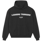 Leandro Trossard hoodie – grey men's hoodie with black Leandro Trossard letters and Players Couture logo on the chest