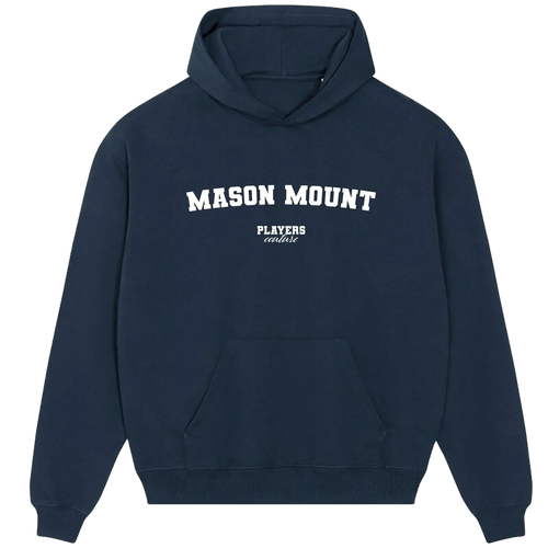 Mason Mount hoodie – navy men's hoodie with white Mason Mount letters and Players Couture logo on the chest