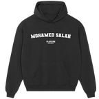 Mohamed Salah hoodie – black men's hoodie with white Mohamed Salah letters and Players Couture logo on the chest