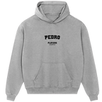 Pedro hoodie – red men's hoodie with white Pedro letters and Players Couture logo on the chest