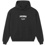 Pedro hoodie – black men's hoodie with white Pedro letters and Players Couture logo on the chest