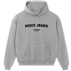 Reece James hoodie – red men's hoodie with white Reece James letters and Players Couture logo on the chest