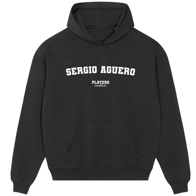 Sergio Aguero hoodie – navy men's hoodie with white Sergio Aguero letters and Players Couture logo on the chest