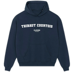 Thibaut Courtois hoodie – red men's hoodie with white Thibaut Courtois letters and Players Couture logo on the chest