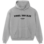 Virgil Van Dijk hoodie – grey men's hoodie with black Virgil Van Dijk letters and Players Couture logo on the chest