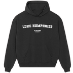 Luke Humphries hoodie – black men's hoodie with white Luke Humphries letters and Players Couture logo on the chest