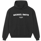 Michael Smith hoodie – navy men's hoodie with white Michael Smith letters and Players Couture logo on the chest
