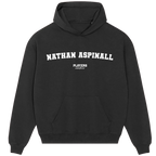 Nathan Aspinall hoodie – grey men's hoodie with black Nathan Aspinall letters and Players Couture logo on the chest