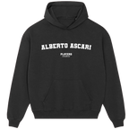 Alberto Ascari hoodie – grey men's hoodie with black Alberto Ascari letters and Players Couture logo on the chest