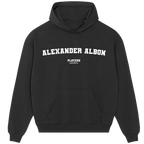 Alexander Albon hoodie – red men's hoodie with white Alexander Albon letters and Players Couture logo on the chest