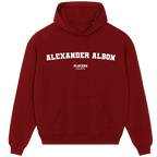 Alexander Albon hoodie – grey men's hoodie with black Alexander Albon letters and Players Couture logo on the chest