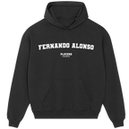 Fernando Alonso hoodie – navy men's hoodie with white Fernando Alonso letters and Players Couture logo on the chest