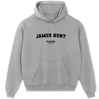 James Hunt hoodie – black men's hoodie with white James Hunt letters and Players Couture logo on the chest