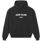 Jean Alesi hoodie – black men's hoodie with white Jean Alesi letters and Players Couture logo on the chest
