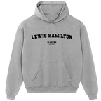 Lewis Hamilton hoodie – black men's hoodie with white Lewis Hamilton letters and Players Couture logo on the chest