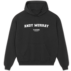 Andy Murray hoodie – black men's hoodie with white Andy Murray letters and Players Couture logo on the chest