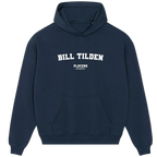 Bill Tilden hoodie – grey men's hoodie with black Bill Tilden letters and Players Couture logo on the chest