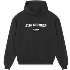 Jim Courier hoodie – grey men's hoodie with black Jim Courier letters and Players Couture logo on the chest