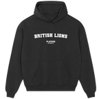 British Lions hoodie – black men's hoodie with white British Lions letters and Players Couture logo on the chest