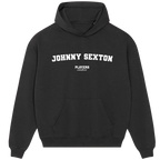 Johnny Sexton hoodie – grey men's hoodie with black Johnny Sexton letters and Players Couture logo on the chest