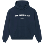 JPR Williams hoodie – red men's hoodie with white JPR Williams letters and Players Couture logo on the chest