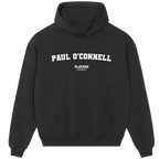 Paul O'Connell hoodie – grey men's hoodie with black Paul O'Connell letters and Players Couture logo on the chest
