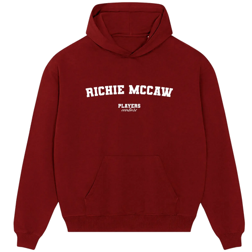 Richie McCaw hoodie – black men's hoodie with white Richie McCaw letters and Players Couture logo on the chest