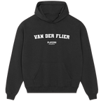 Van Der Flier hoodie – black men's hoodie with white Van Der Flier letters and Players Couture logo on the chest