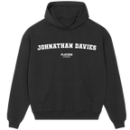 Johnathan Davies hoodie – red men's hoodie with white Johnathan Davies letters and Players Couture logo on the chest
