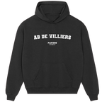 AB De Villiers hoodie – navy men's hoodie with white AB De Villiers letters and Players Couture logo on the chest
