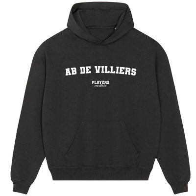 AB De Villiers hoodie – navy men's hoodie with white AB De Villiers letters and Players Couture logo on the chest
