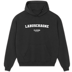 Labuschagne hoodie – grey men's hoodie with black Labuschagne letters and Players Couture logo on the chest