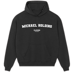 Michael Holding hoodie – red men's hoodie with white Michael Holding letters and Players Couture logo on the chest