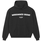 Mohammed Shami hoodie – grey men's hoodie with black Mohammed Shami letters and Players Couture logo on the chest