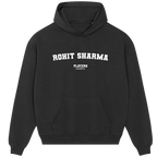 Rohit Sharma hoodie – grey men's hoodie with black Rohit Sharma letters and Players Couture logo on the chest