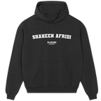 Shaheen Afridi hoodie – black men's hoodie with white Shaheen Afridi letters and Players Couture logo on the chest