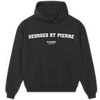 Georges St-Pierre hoodie – navy men's hoodie with white Georges St-Pierre letters and Players Couture logo on the chest