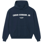 Chris Eubank JR hoodie – grey men's hoodie with black Chris Eubank JR letters and Players Couture logo on the chest