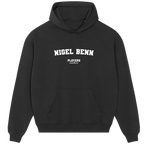 Nigel Benn hoodie – navy men's hoodie with white Nigel Benn letters and Players Couture logo on the chest