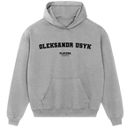 Oleksandr Usyk hoodie – black men's hoodie with white Oleksandr Usyk letters and Players Couture logo on the chest
