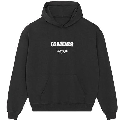 Giannis hoodie – navy men's hoodie with white Giannis letters and Players Couture logo on the chest