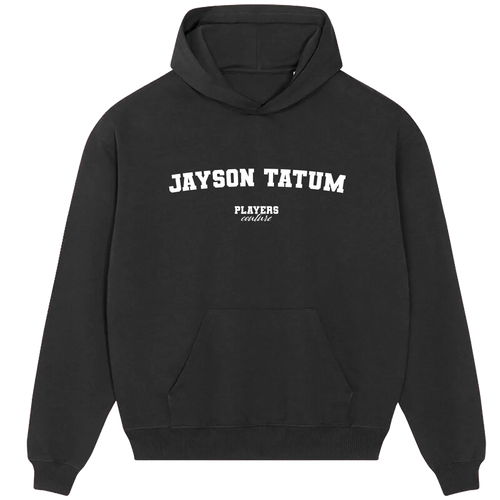 Jayson Tatum hoodie – black men's hoodie with white Jayson Tatum letters and Players Couture logo on the chest