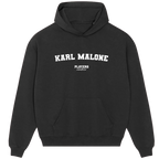 Karl Malone hoodie – navy men's hoodie with white Karl Malone letters and Players Couture logo on the chest