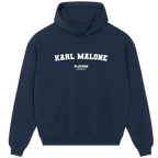 Karl Malone hoodie – black men's hoodie with white Karl Malone letters and Players Couture logo on the chest